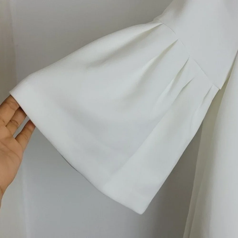 Edit bell sleeve round neck top Sz S White Modest Formal Preppy - Picture 4 of 11